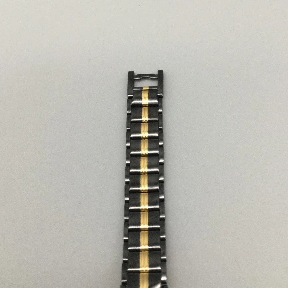 Pulsar Womens Watch 24mm Black Gold Tone Bracelet Date V722-0590 New Battery 7